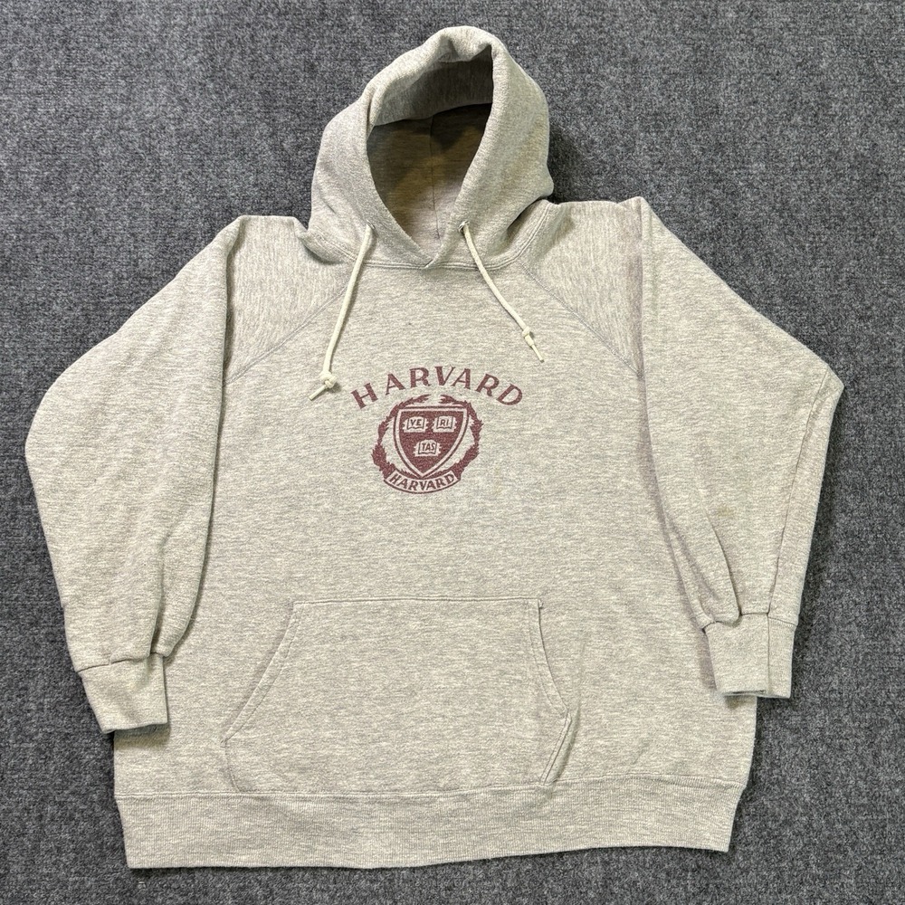 Vintage 1970s Harvard University Champion Blue Bar Hoodie Mens XL Gray USA 70s